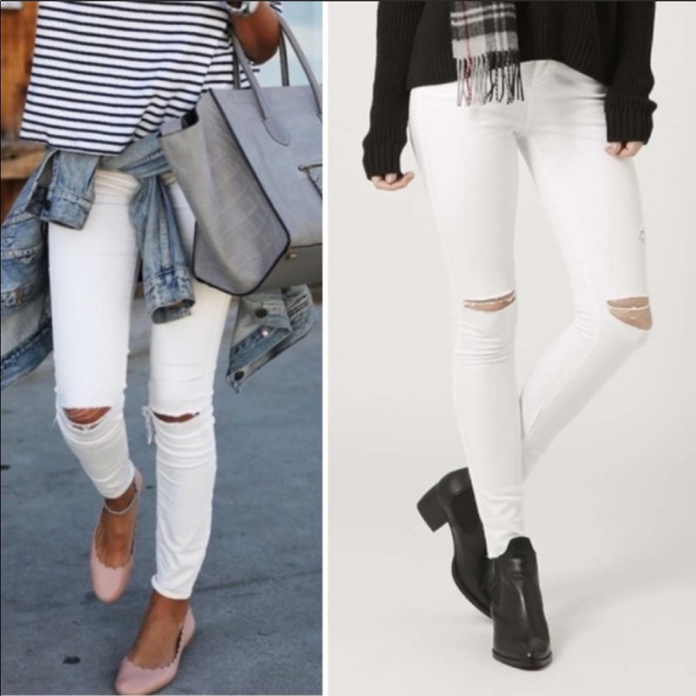 ❤️ Topshop moto white Leigh jeans